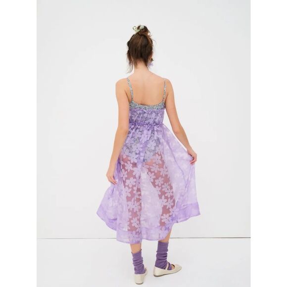 For Love & Lemons NWT Villegas Midi Dress in Purple Size M - Picture 2 of 10